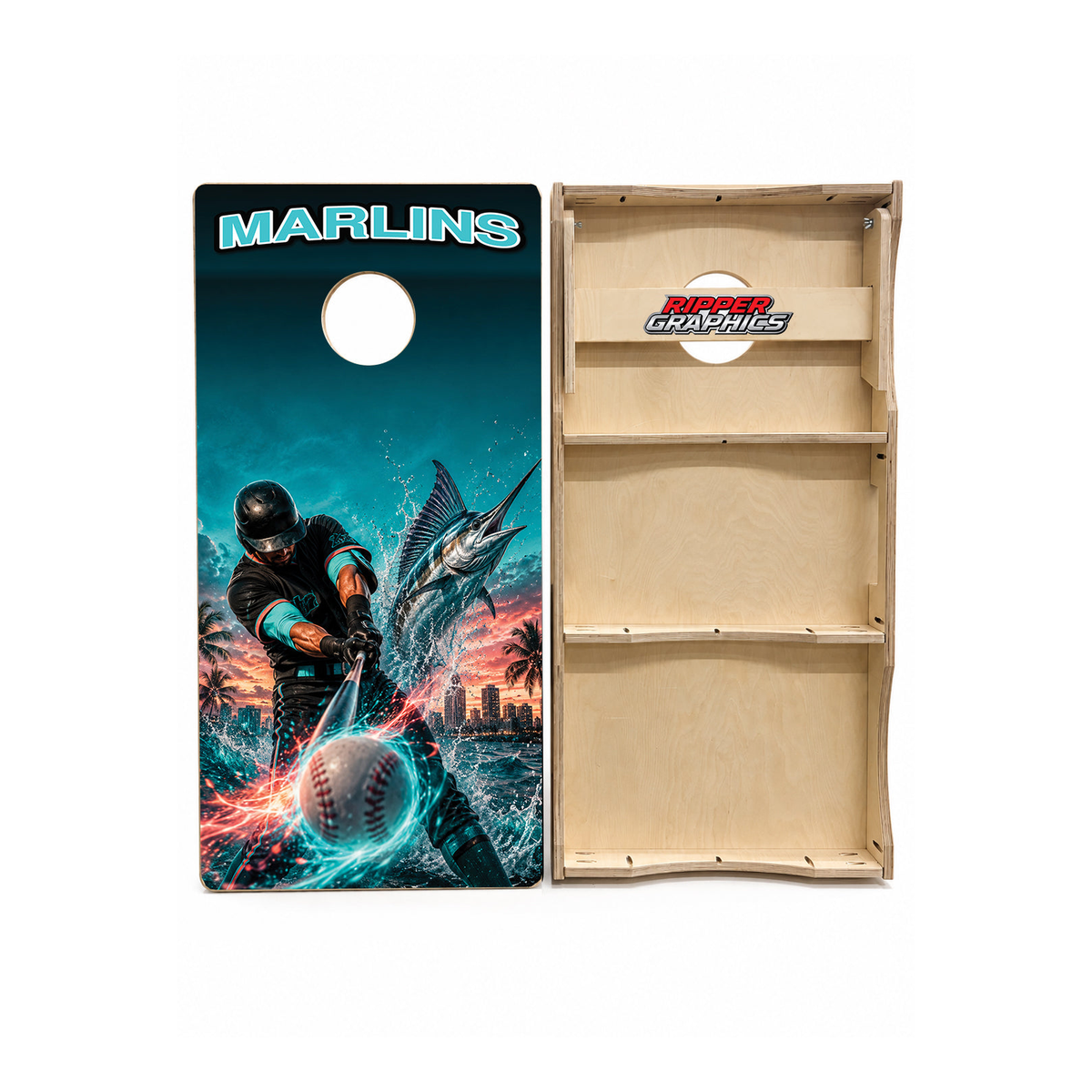Florida Marlins Baseball Inspired Cornhole Design - CH5233 - Great Call Athletics
