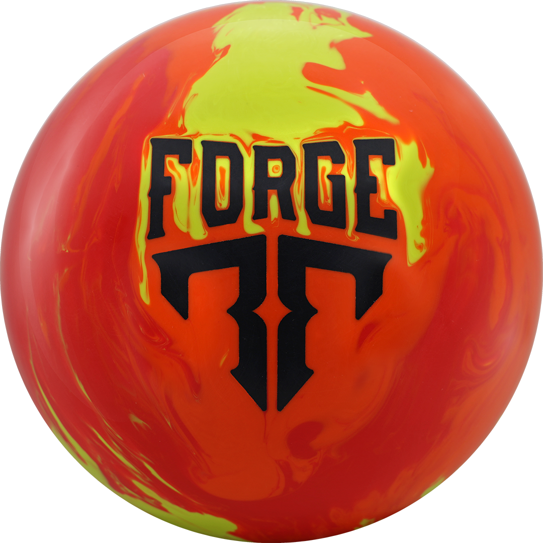 MOTIV Forge Fuel Bowling Ball in Red Orange Yellow - front view