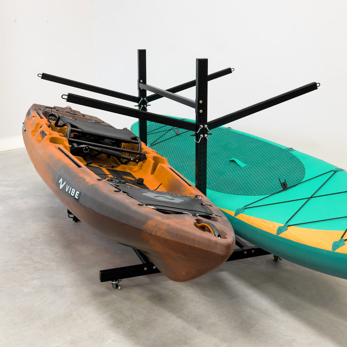 G-Watersport 4 Kayak & Canoe Rack | 4 Levels With Wheels | Double-Sided | Black