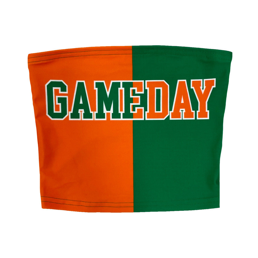 Green & Orange Two Tone Game Day Tube Top