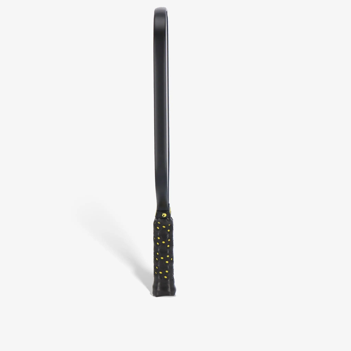 Pickleball paddle with a wide rectangular face, textured hitting surface, and cushioned grip handle featuring a bold graphic design on the front.