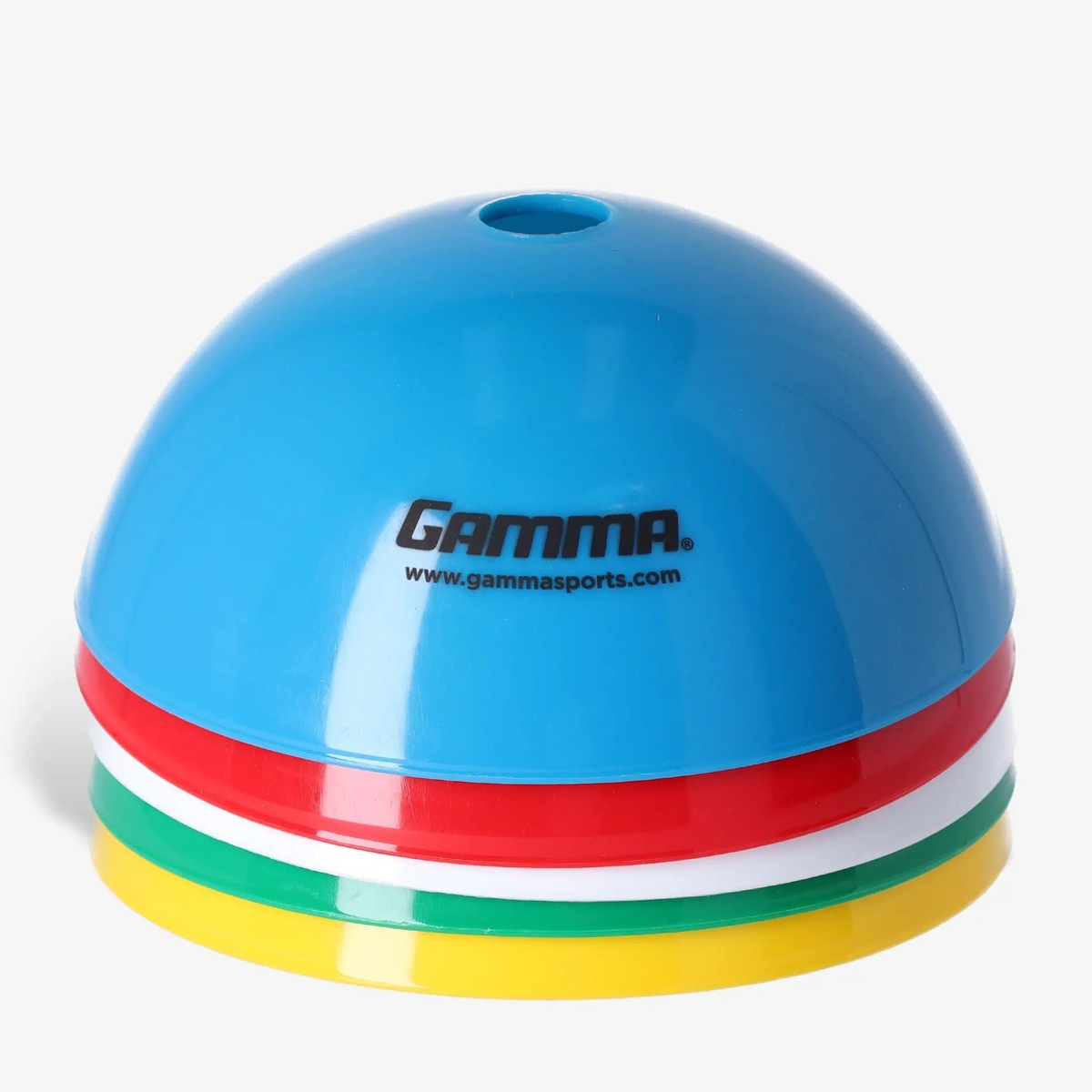 Set of dome-shaped training cones used for marking positions, drills, and boundaries on courts or fields.