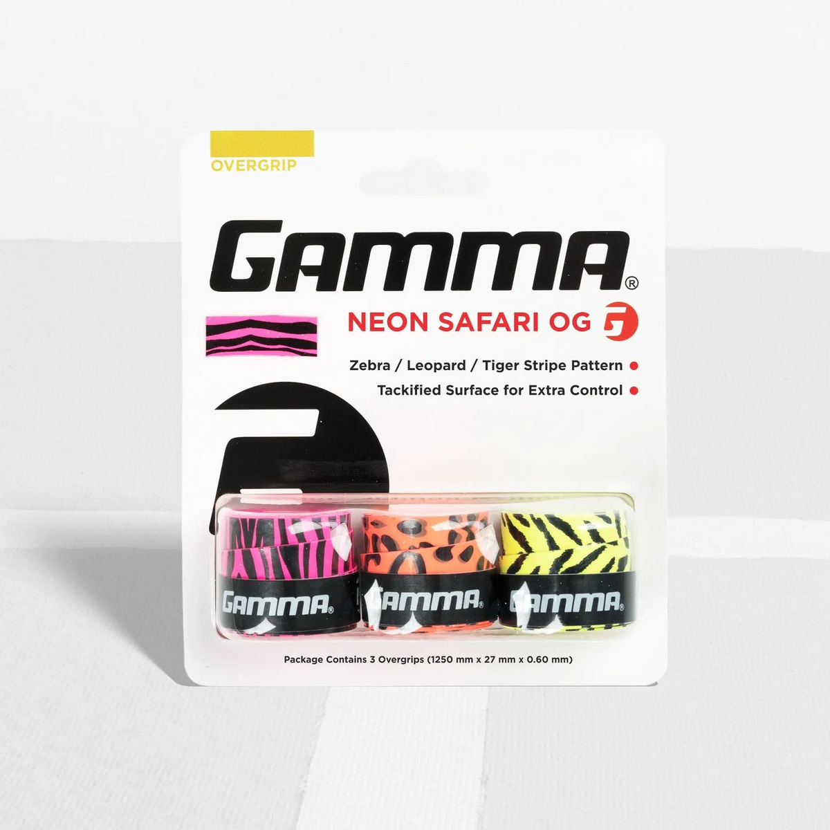 Pack of overgrips featuring a tropical-themed pattern with tacky surface for improved grip and control on racquet handles.