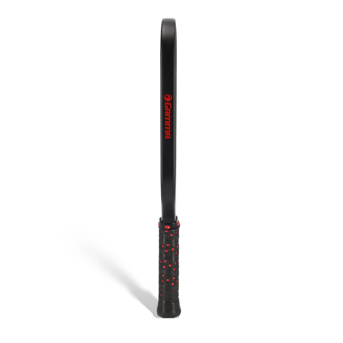 Pickleball paddle with a sleek solid face and cushioned handle, designed for power and control during gameplay.