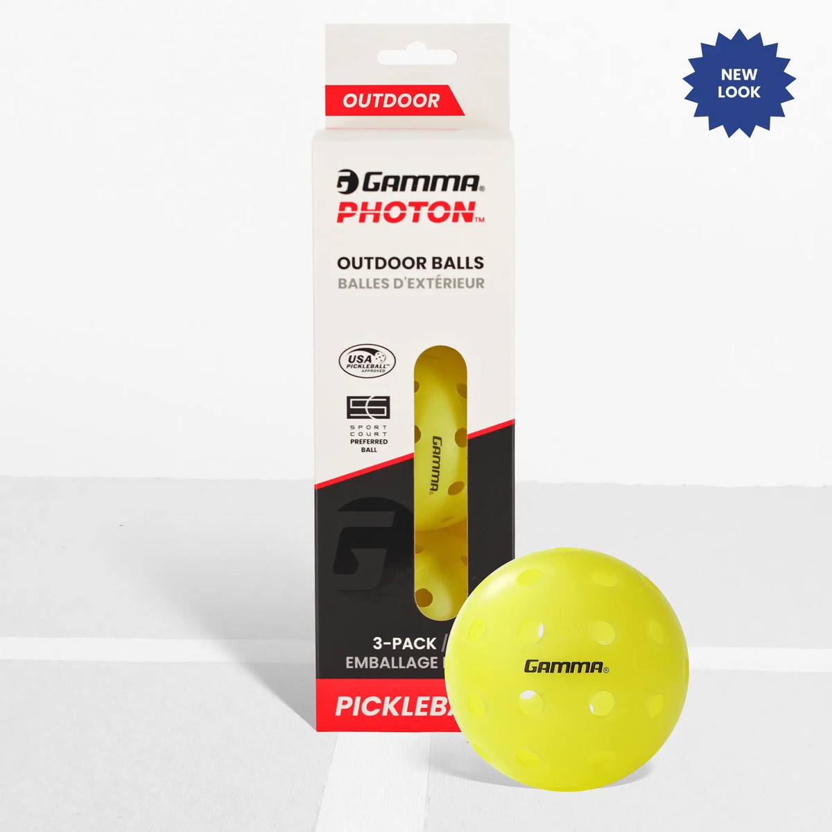 Outdoor pickleball with durable construction and precision-drilled holes, designed for consistent flight and performance in outdoor conditions.
