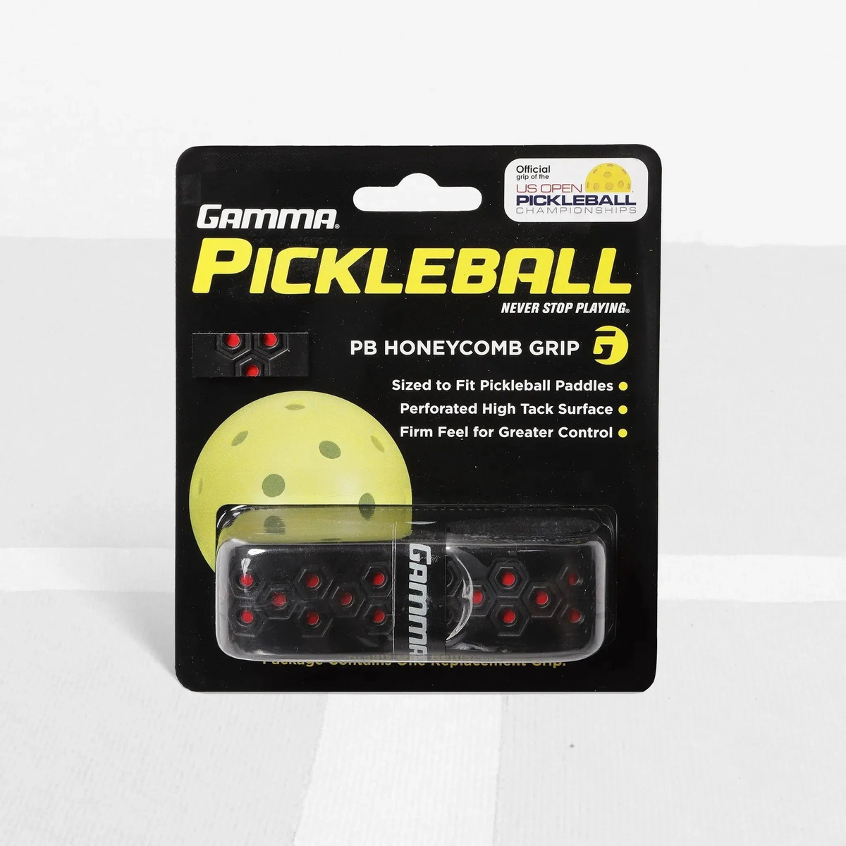Replacement honeycomb grip for pickleball paddles designed to provide enhanced tack, control, and a firm feel.