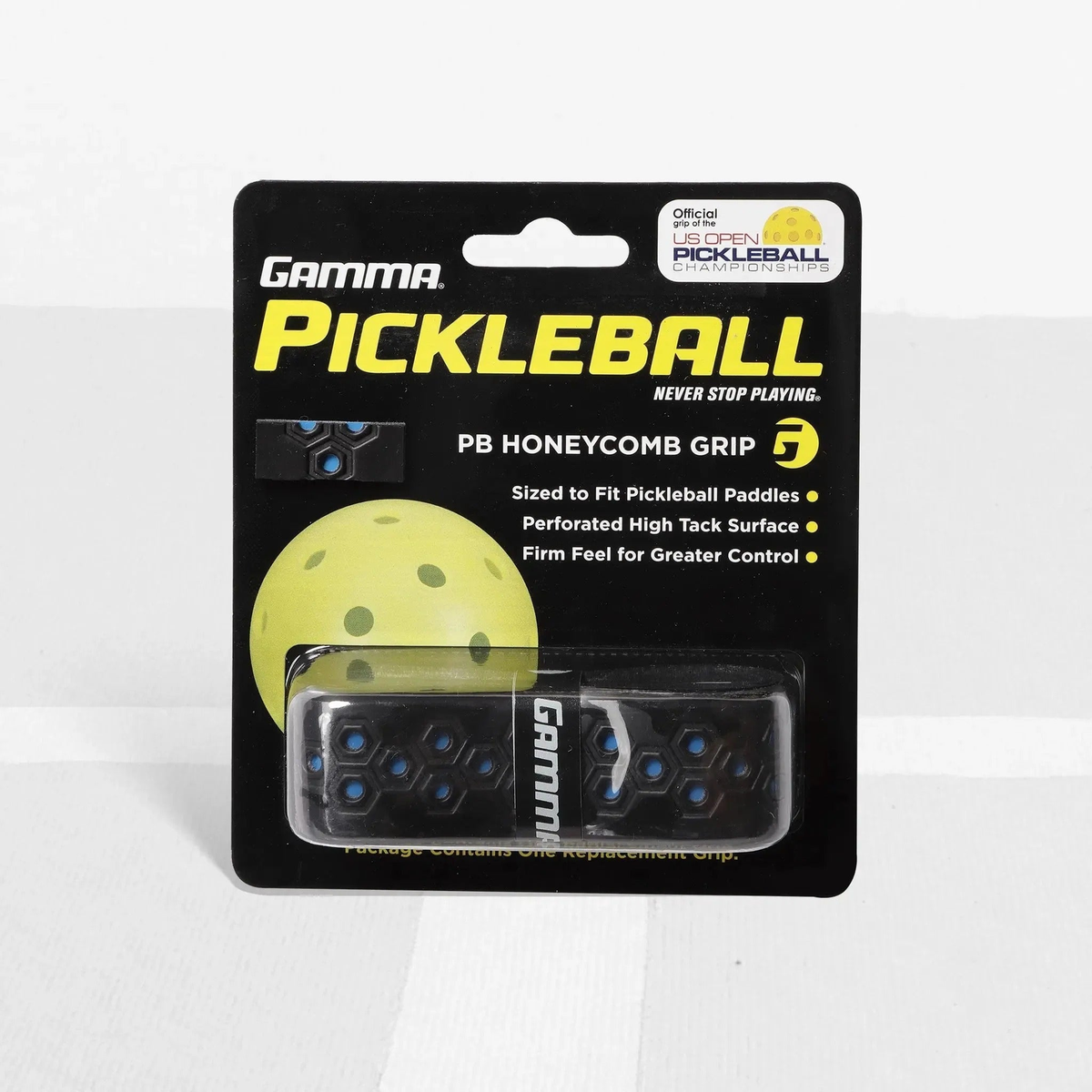 Replacement honeycomb grip for pickleball paddles designed to provide enhanced tack, control, and a firm feel.
