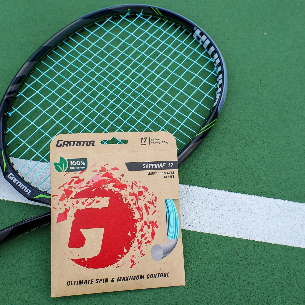 Tennis string set designed for enhanced spin and control, featuring durable construction for consistent performance.