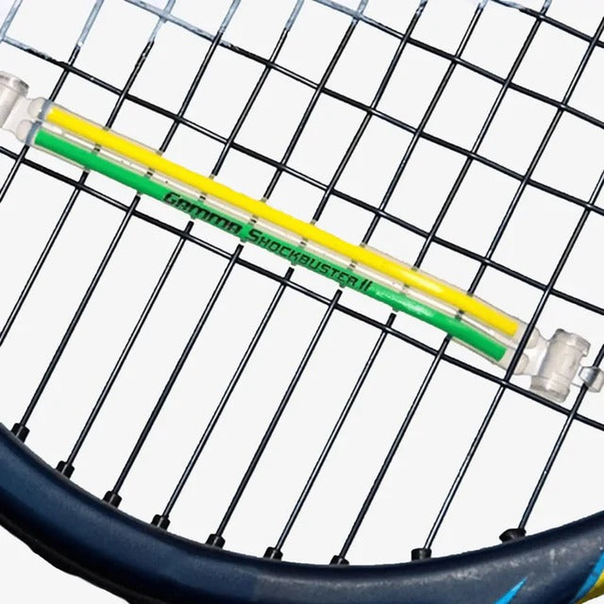 Display box of tennis string dampeners designed to reduce vibration and minimize shock, shown in a bulk assortment.