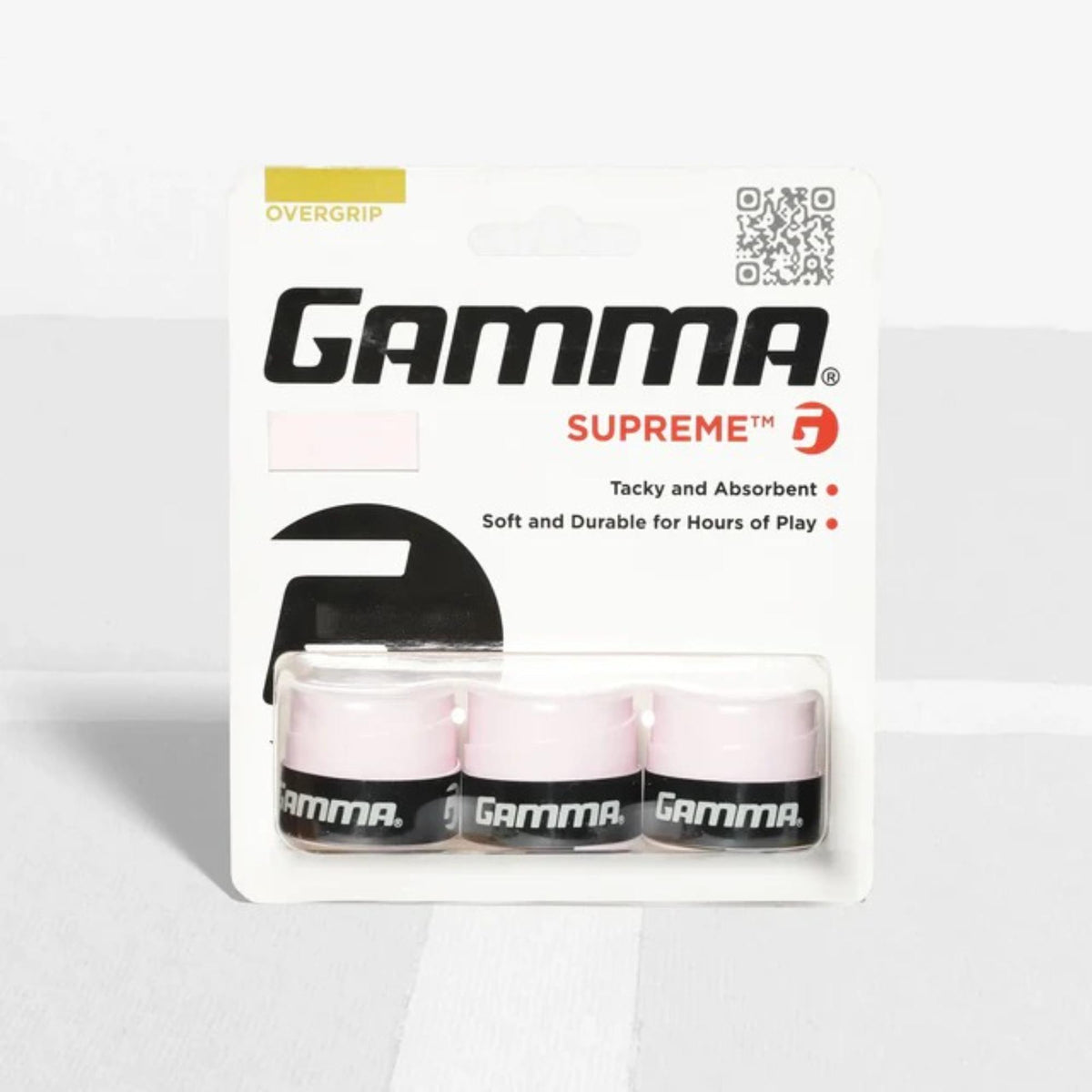 Tennis racket overgrip pack with multiple grip wraps in retail packaging, designed to provide a tacky feel, durability, and moisture absorption.