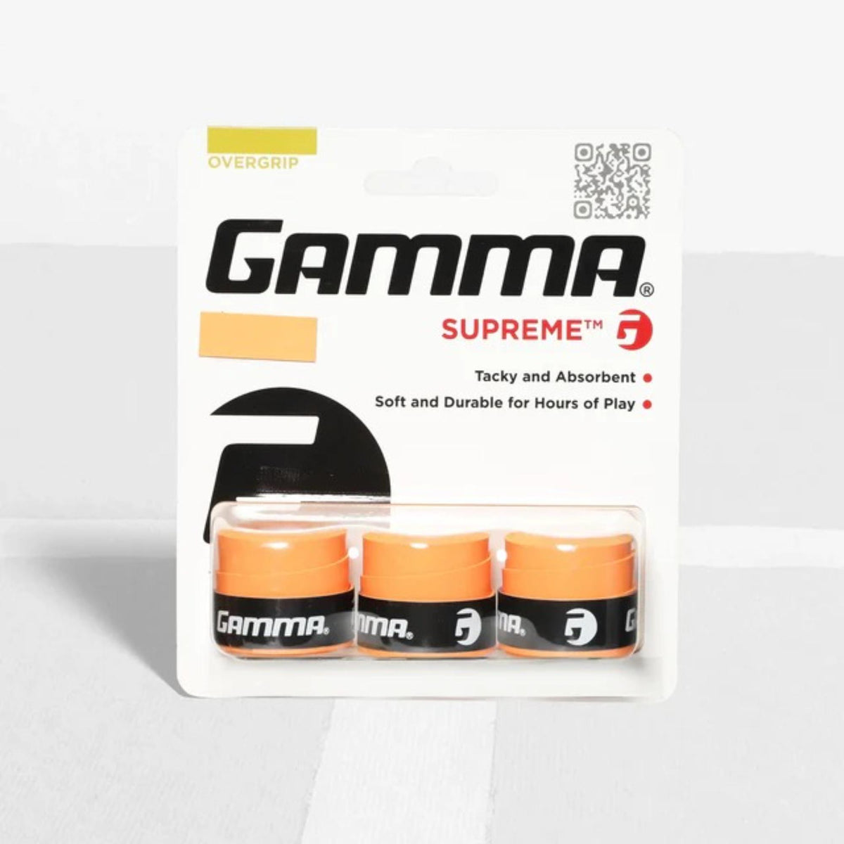 Tennis racket overgrip pack with multiple grip wraps in retail packaging, designed to provide a tacky feel, durability, and moisture absorption.