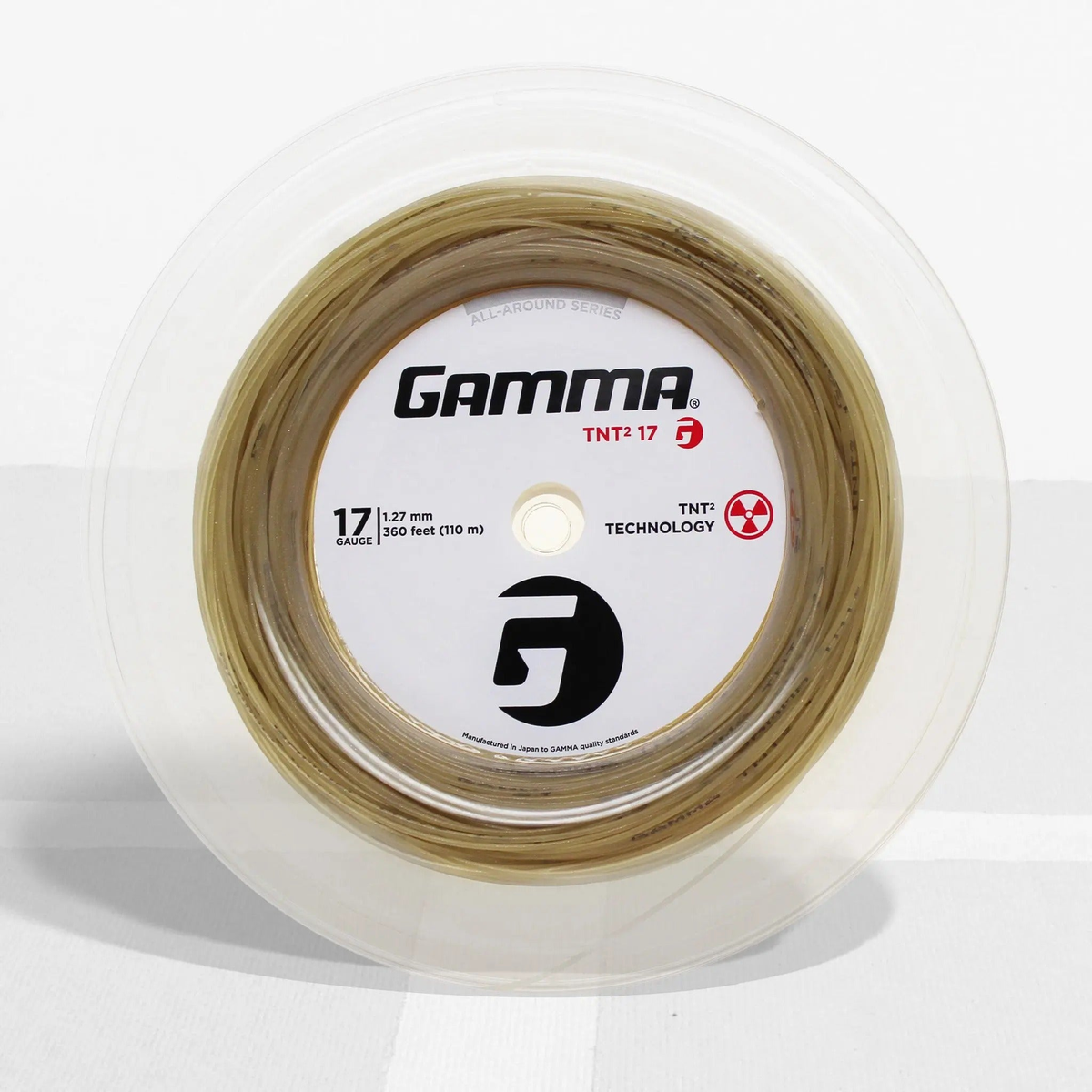 Tennis racket string reel designed for all-around performance, offering durability, playability, and consistent feel during use.