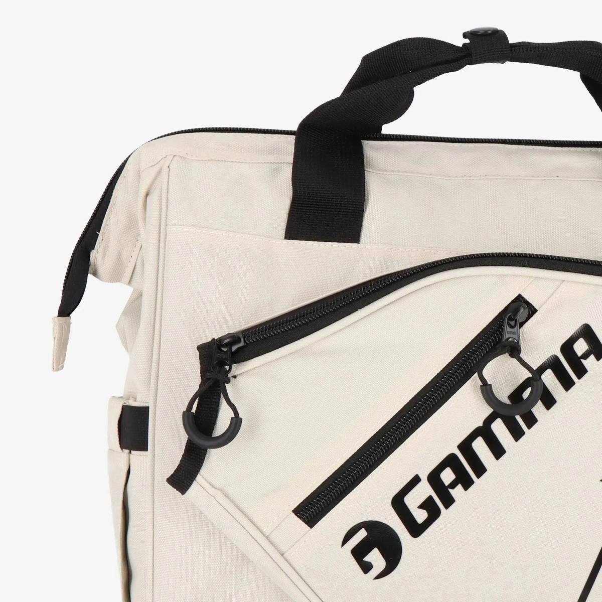 Sport tote bag with carry handles and shoulder strap, featuring multiple zippered compartments and a side pocket for holding a water bottle or gear.