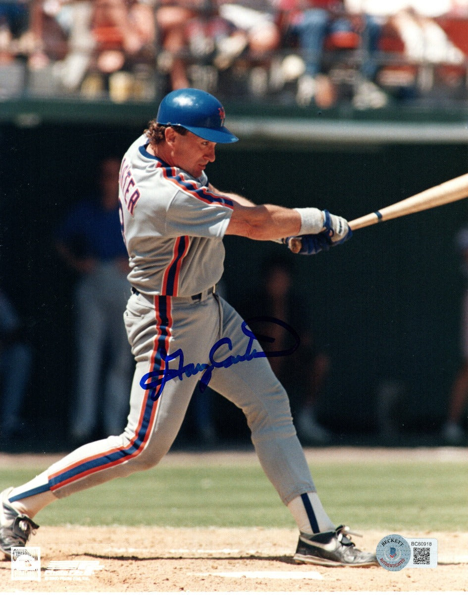 Gary Carter Autographed New York Mets 8x10 Photo Beckett Authenticated Road Gray