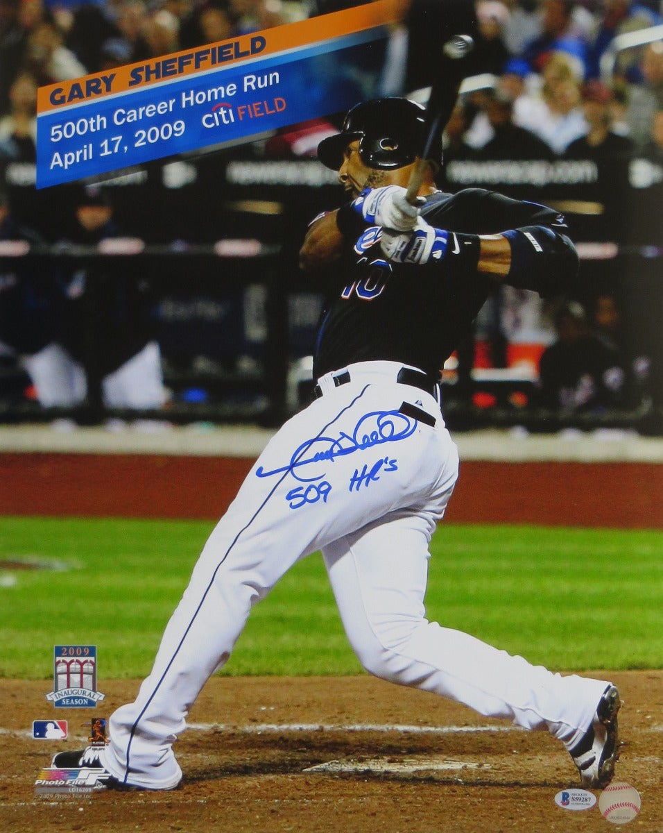 Gary Sheffield Autographed New York Mets 500th Home Run 16x20 W/ 509 HR's Photo Beckett Authenticated
