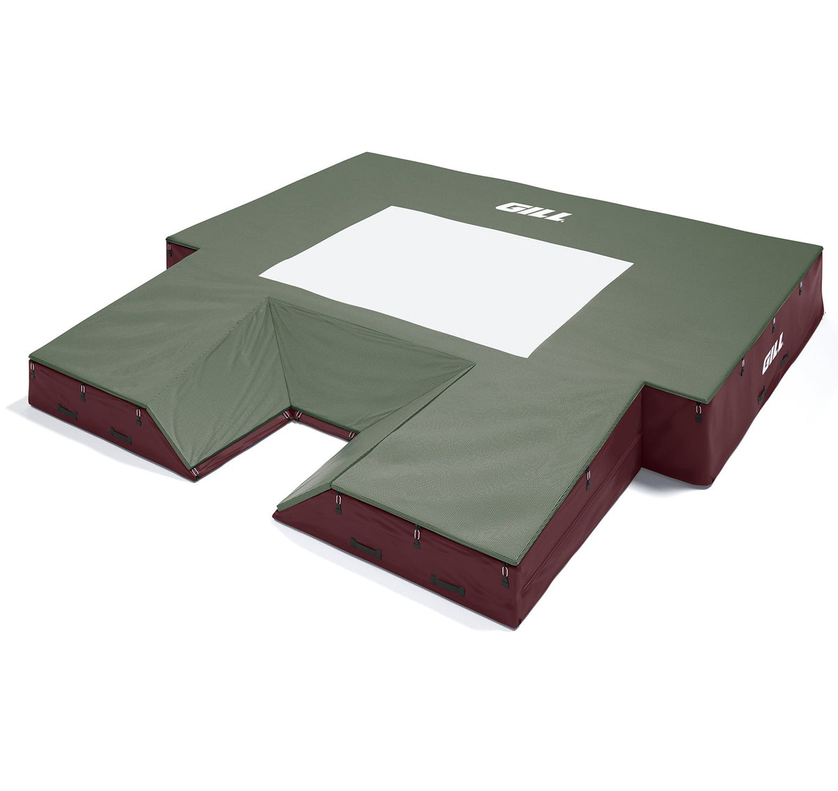 Gill Athletics S1 Pole Vault Landing System (20' X 20' 2.5" X 28") Maroon, Dark Green
