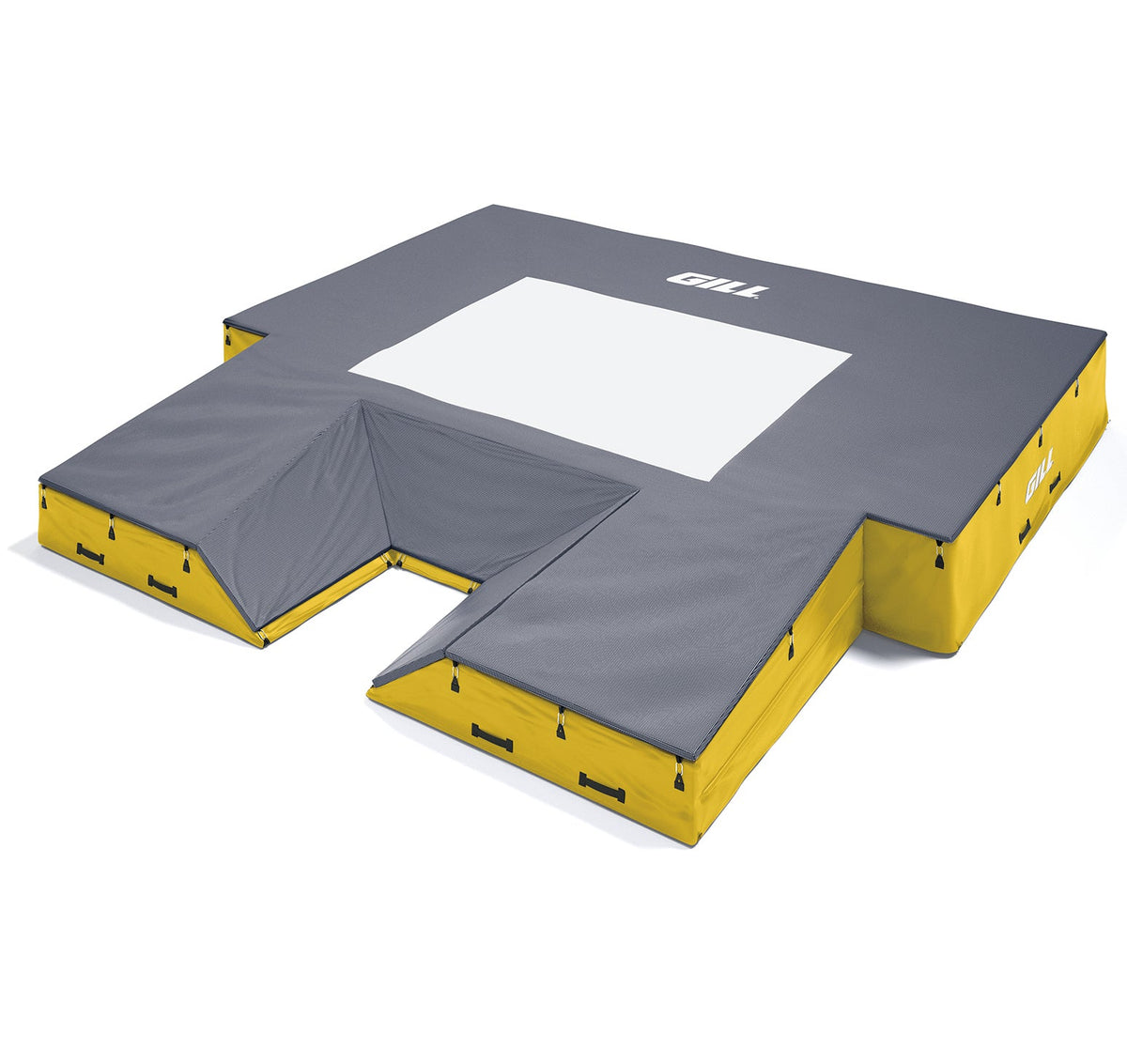 Gill Athletics S1 Pole Vault Landing System (20' X 20' 2.5" X 28") Yellow Gold, Navy Blue