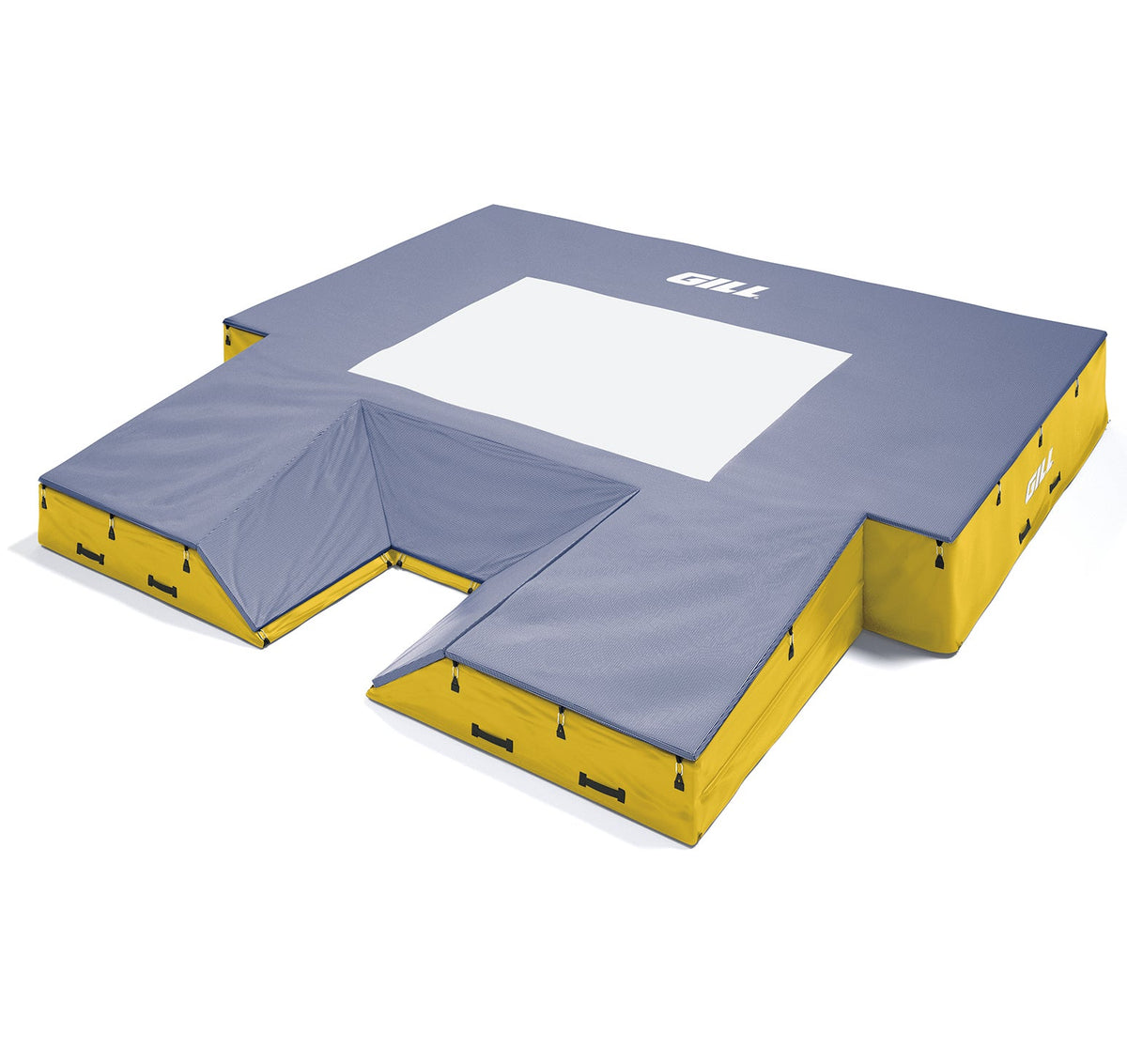 Gill Athletics S1 Pole Vault Landing System (20' X 20' 2.5" X 28") Yellow Gold, Royal Blue