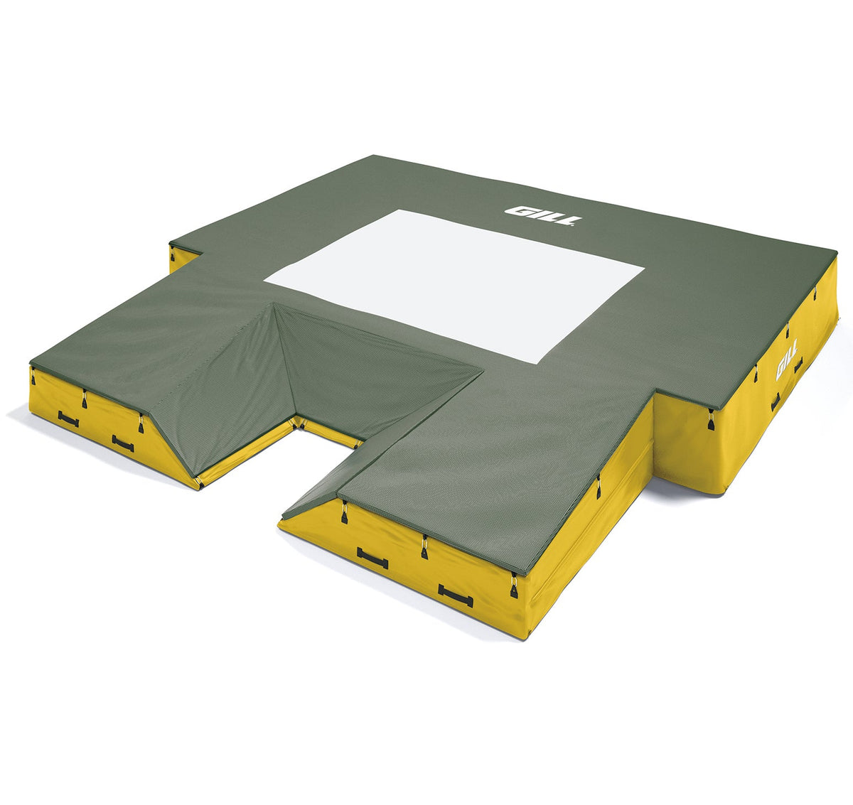 Gill Athletics S1 Pole Vault Landing System (20' X 20' 2.5" X 28") Yellow Gold, Dark Green
