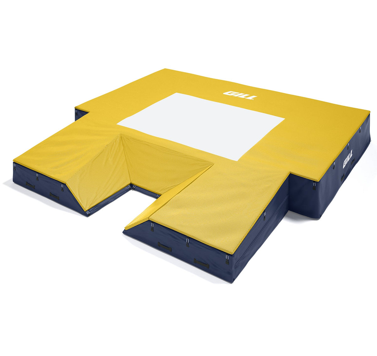 Gill Athletics S1 Pole Vault Landing System (20' X 20' 2.5" X 28") Navy Blue, Yellow Gold