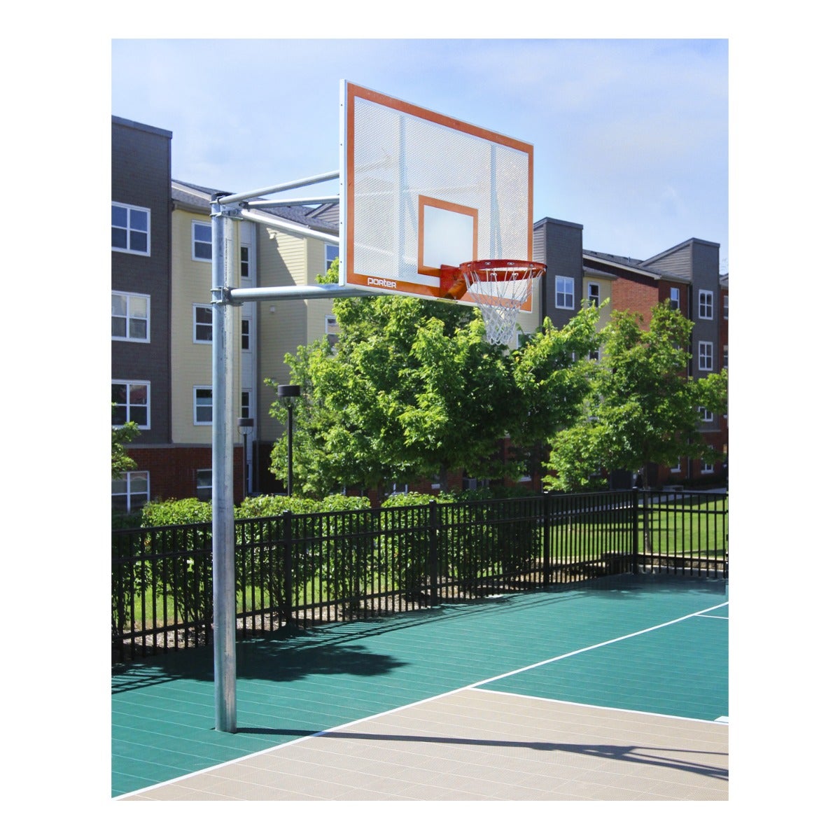 Porter Athletic 6' Vertical Post Basketball Systems Single Vertical, Fan Fiberglass, Super Goal