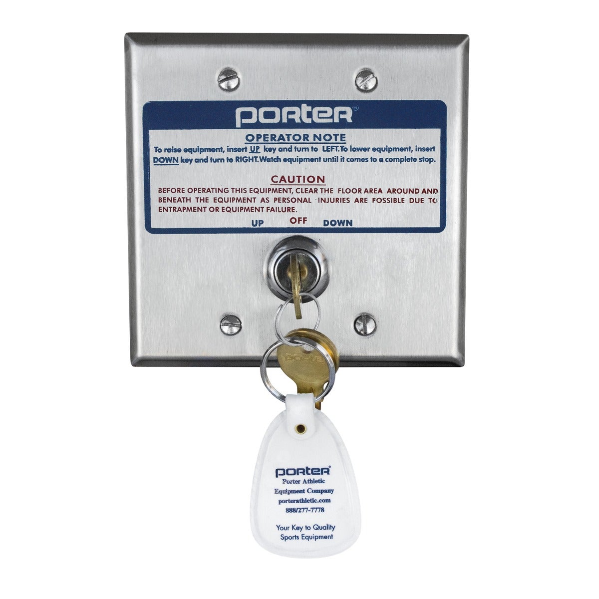 Porter Athletic Key Switch Controls 1 Switch on a 2-Gang Plate