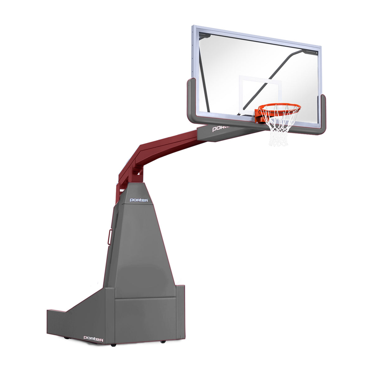 Porter Athletic 1635  Competition Portable Backstop 8' (2.44m), Gray, Maroon / No Graphics