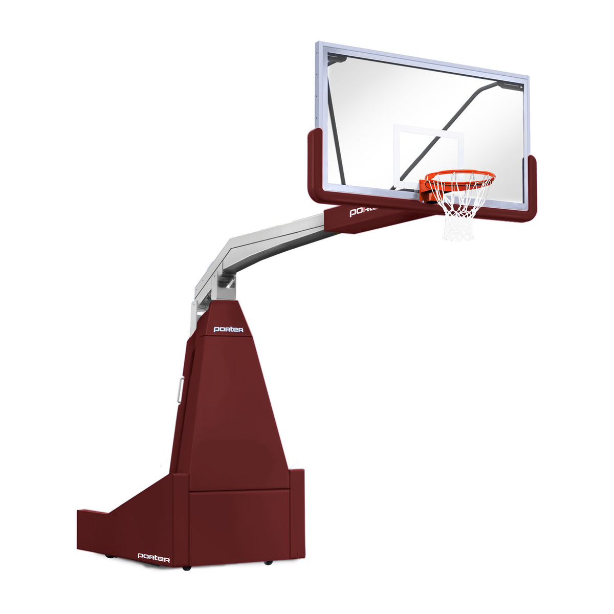 Porter Athletic 1635  Competition Portable Backstop 8' (2.44m), Maroon, Silver / No Graphics