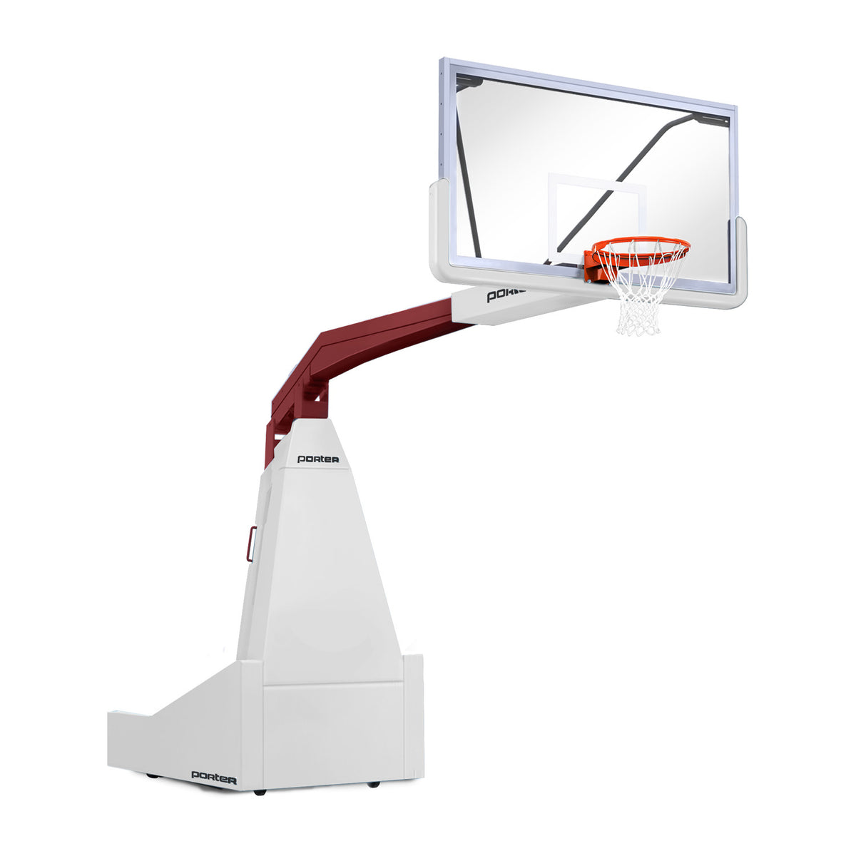 Porter Athletic 1635  Competition Portable Backstop 8' (2.44m), White, Maroon / No Graphics
