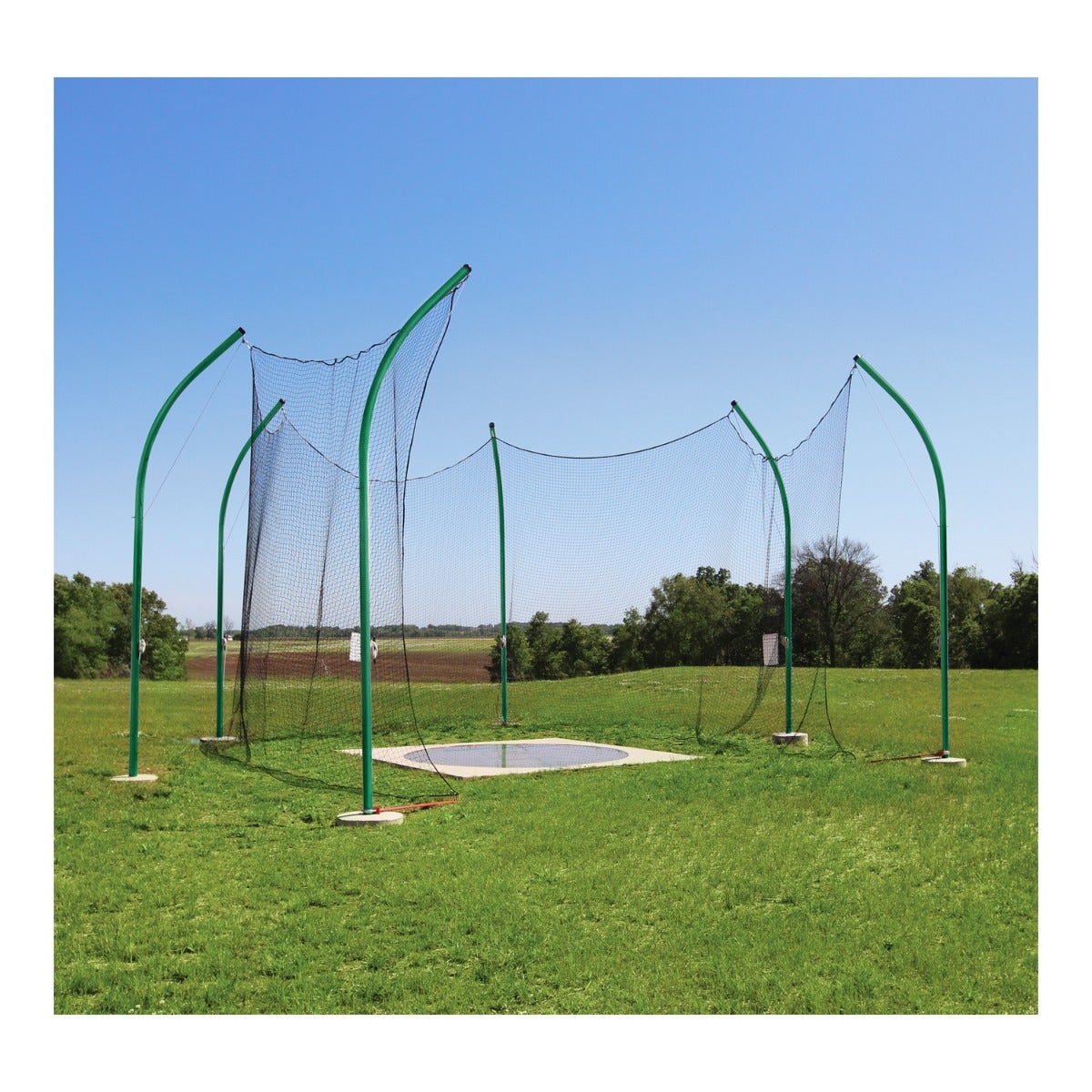 Gill Athletics High School Aluminum Discus Cages 6 Pole, Dark Green
