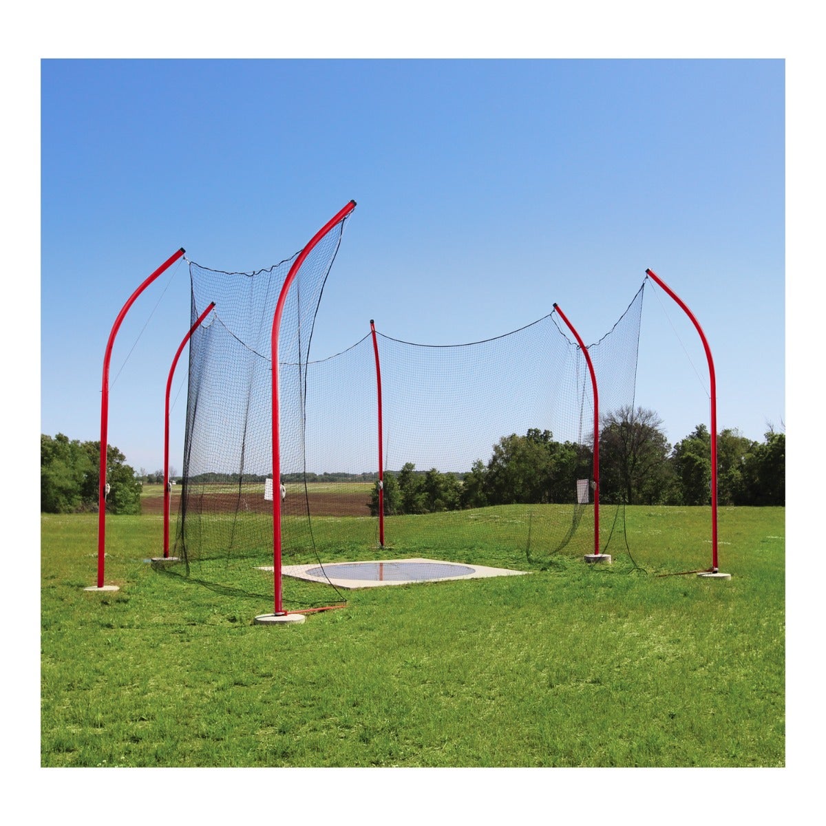 Gill Athletics High School Aluminum Discus Cages 6 Pole, Red