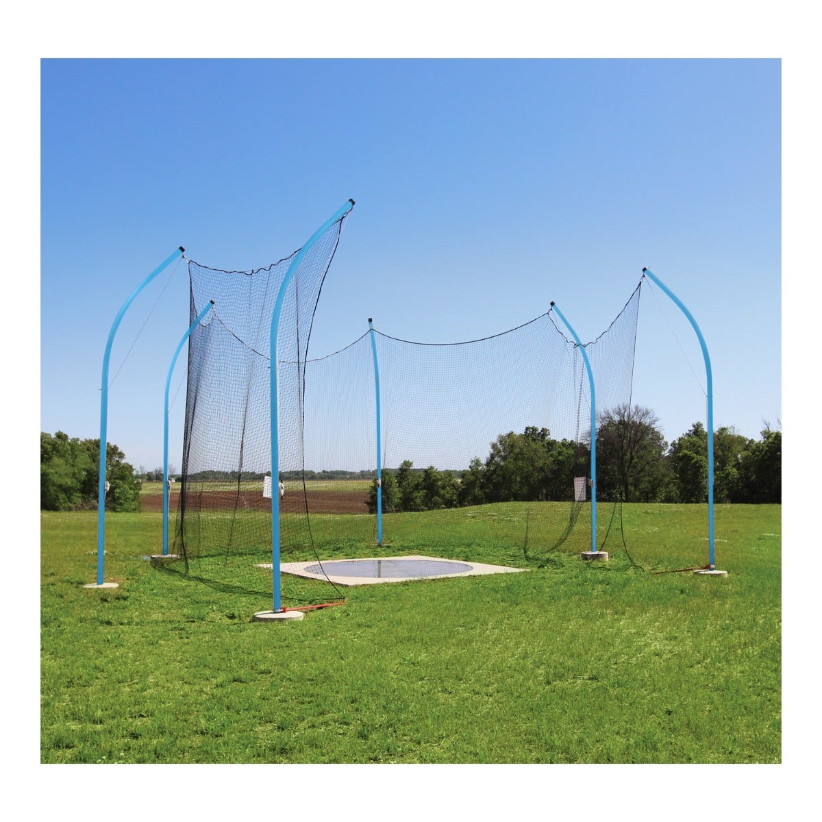 Gill Athletics High School Aluminum Discus Cages 6 Pole, Light Blue