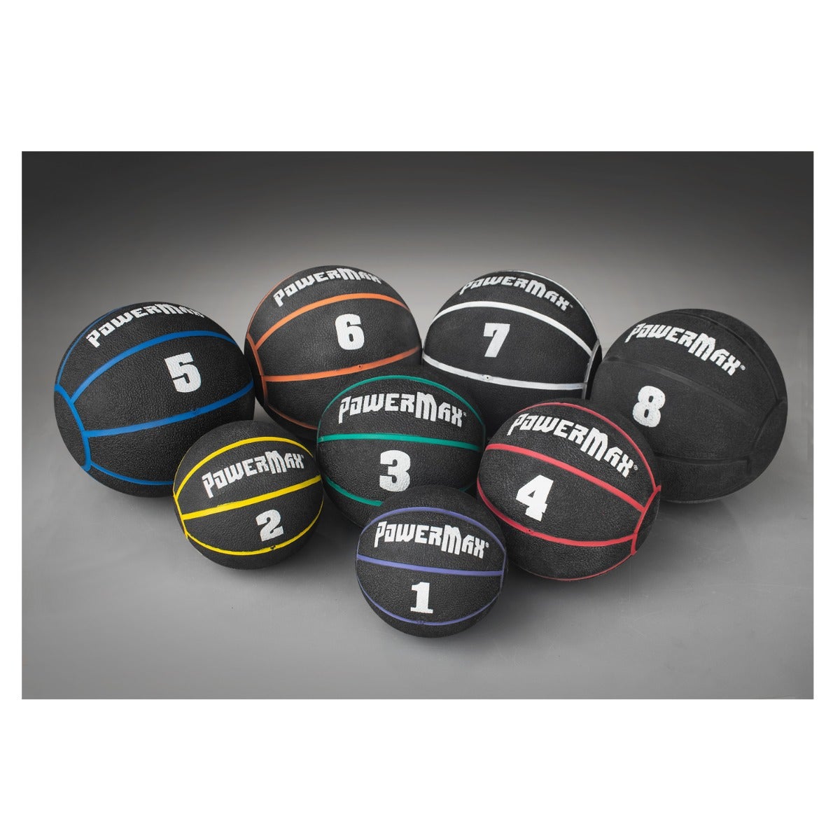 Gill Athletics Powermax Rubber Med Balls Weight in KGs. Also color coded for easy weight identification