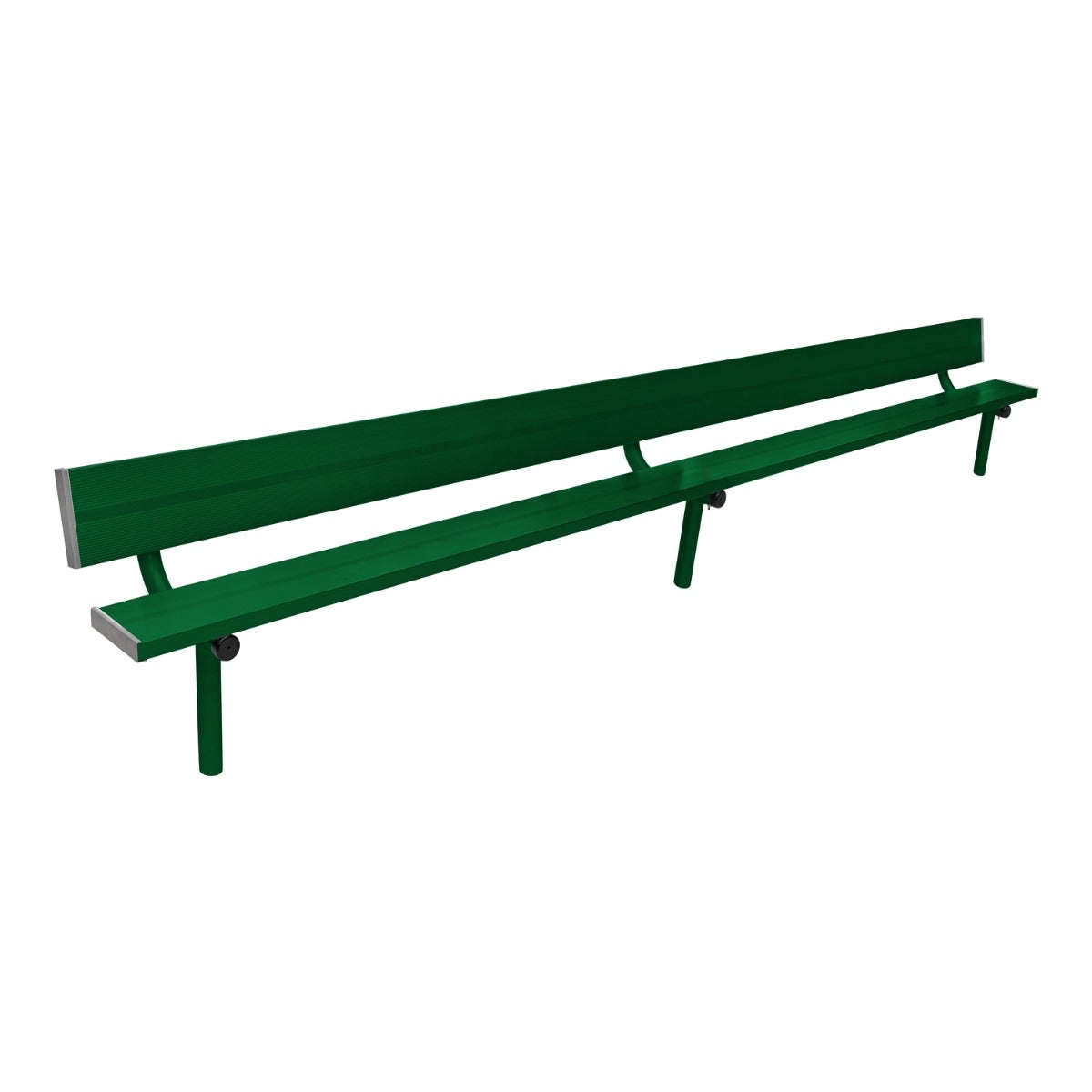 Gill Athletics Stationary Aluminum Bench With Back 16', Dark Green