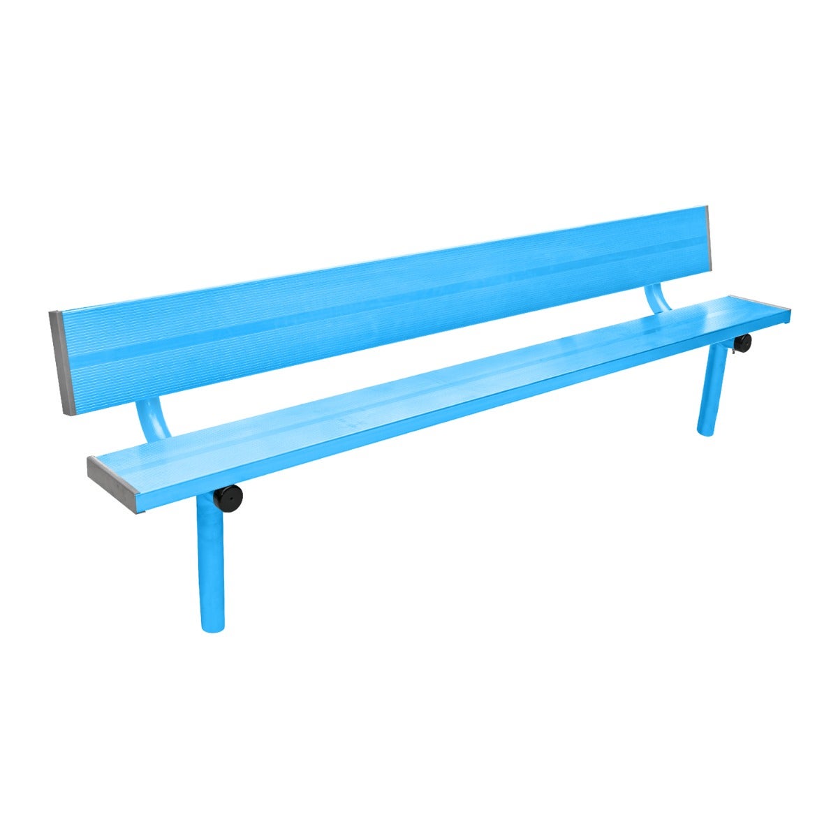 Gill Athletics Stationary Aluminum Bench With Back 8', Light Blue