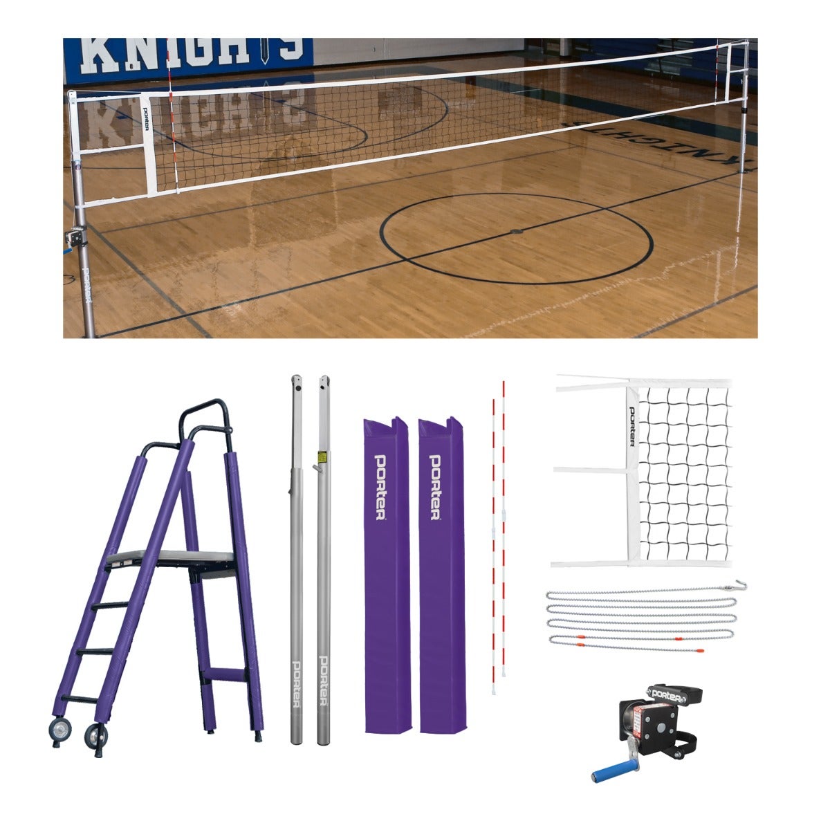 Porter Athletic Powr Line Vb Competition Plus Package 3" diameter, Purple, Graphic