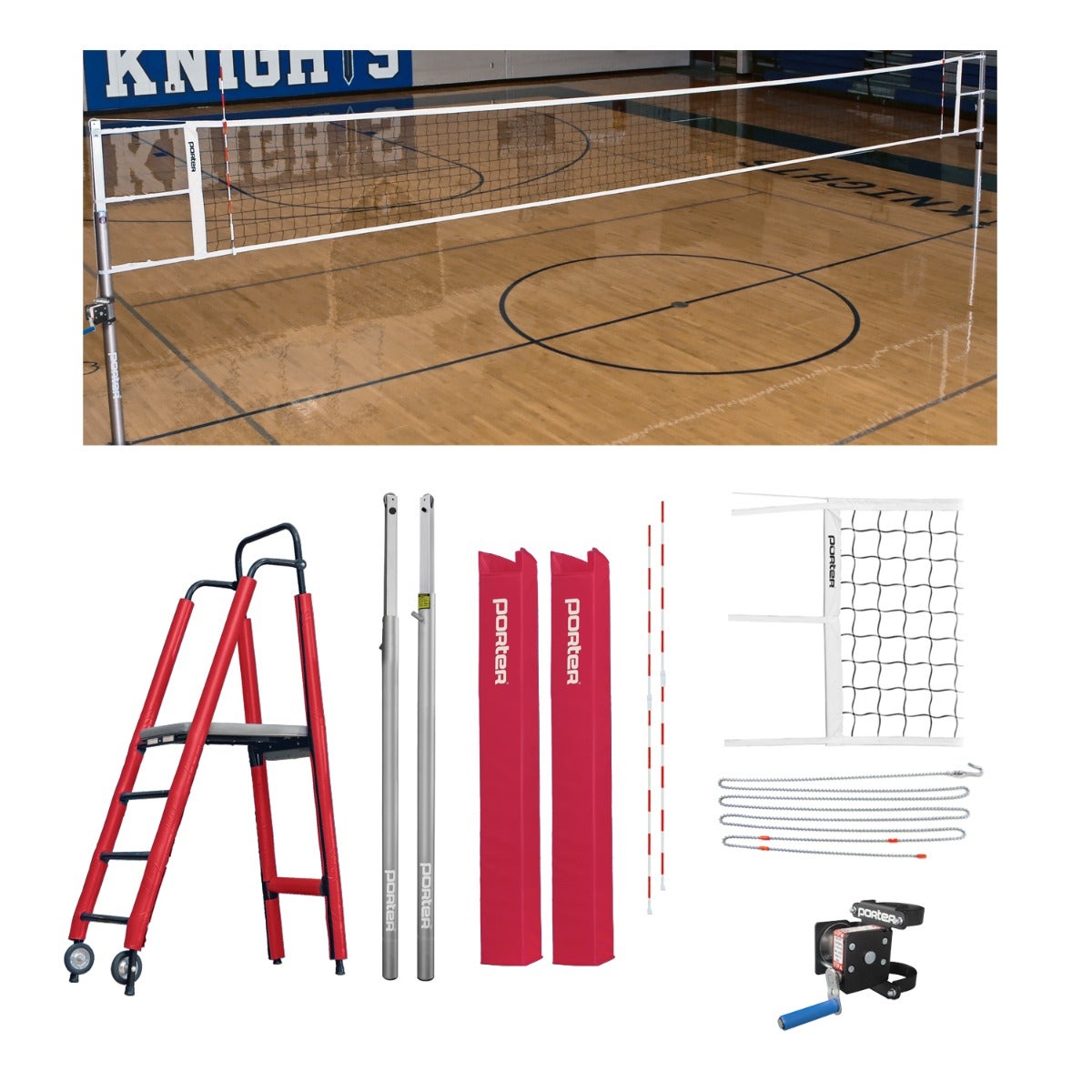 Porter Athletic Powr Line Vb Competition Plus Package 3-1/2" diameter, Red, No Graphic