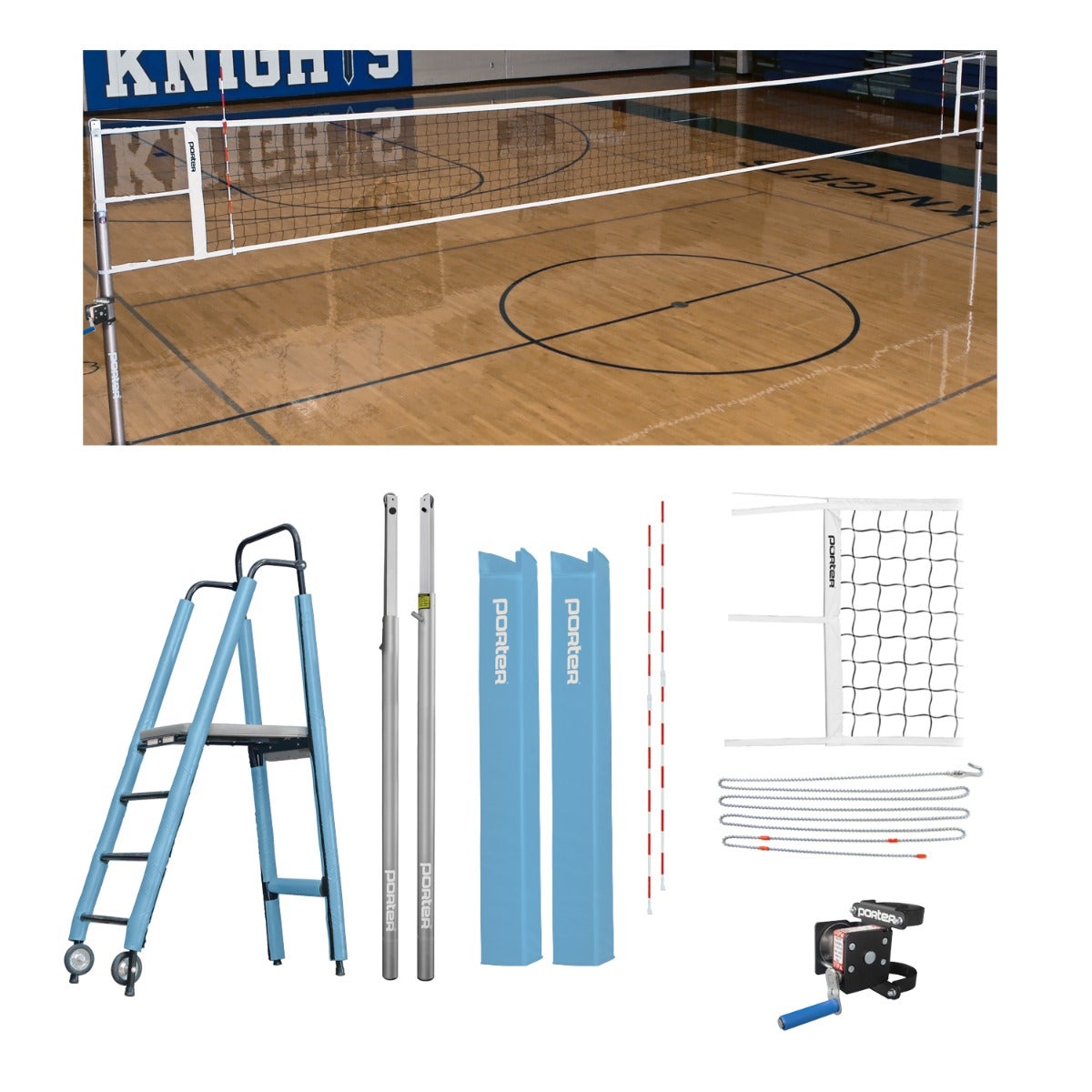Porter Athletic Powr Line Vb Competition Plus Package 3" diameter, Light Blue, Graphic