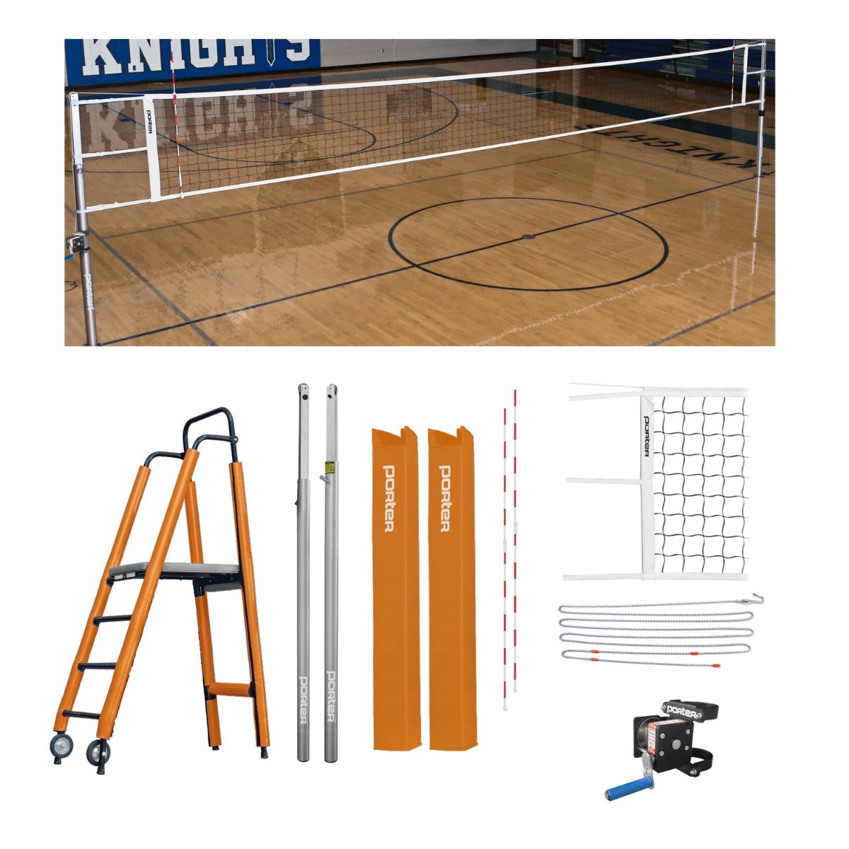 Porter Athletic Powr Line Vb Competition Plus Package 3-1/2" diameter, Orange, Graphic