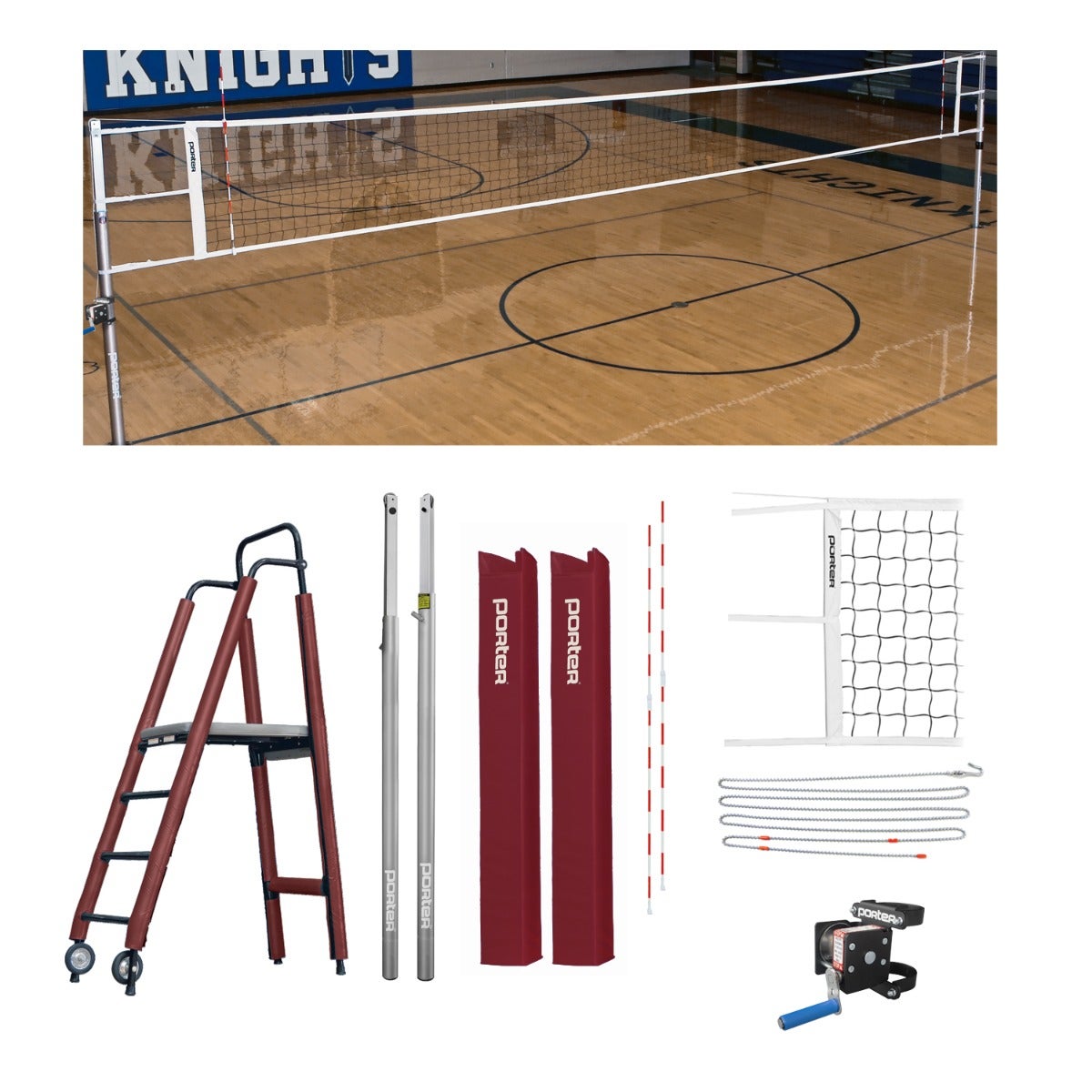 Porter Athletic Powr Line Vb Competition Plus Package 3" diameter, Maroon, No Graphic