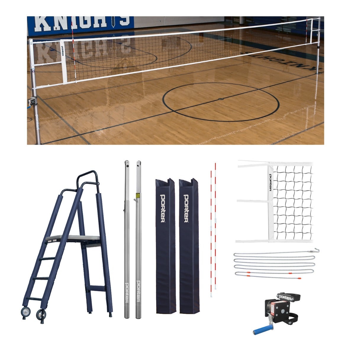 Porter Athletic Powr Line Vb Competition Plus Package 3" diameter, Navy Blue, Graphic