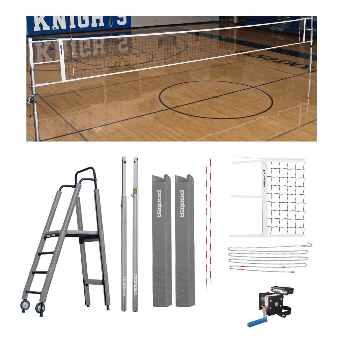 Porter Athletic Powr Line Vb Competition Plus Package 3-1/2" diameter, Gray, Graphic