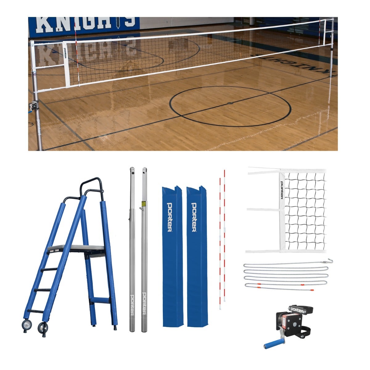 Porter Athletic Powr Line Vb Competition Plus Package 3-1/2" diameter, Royal Blue, No Graphic