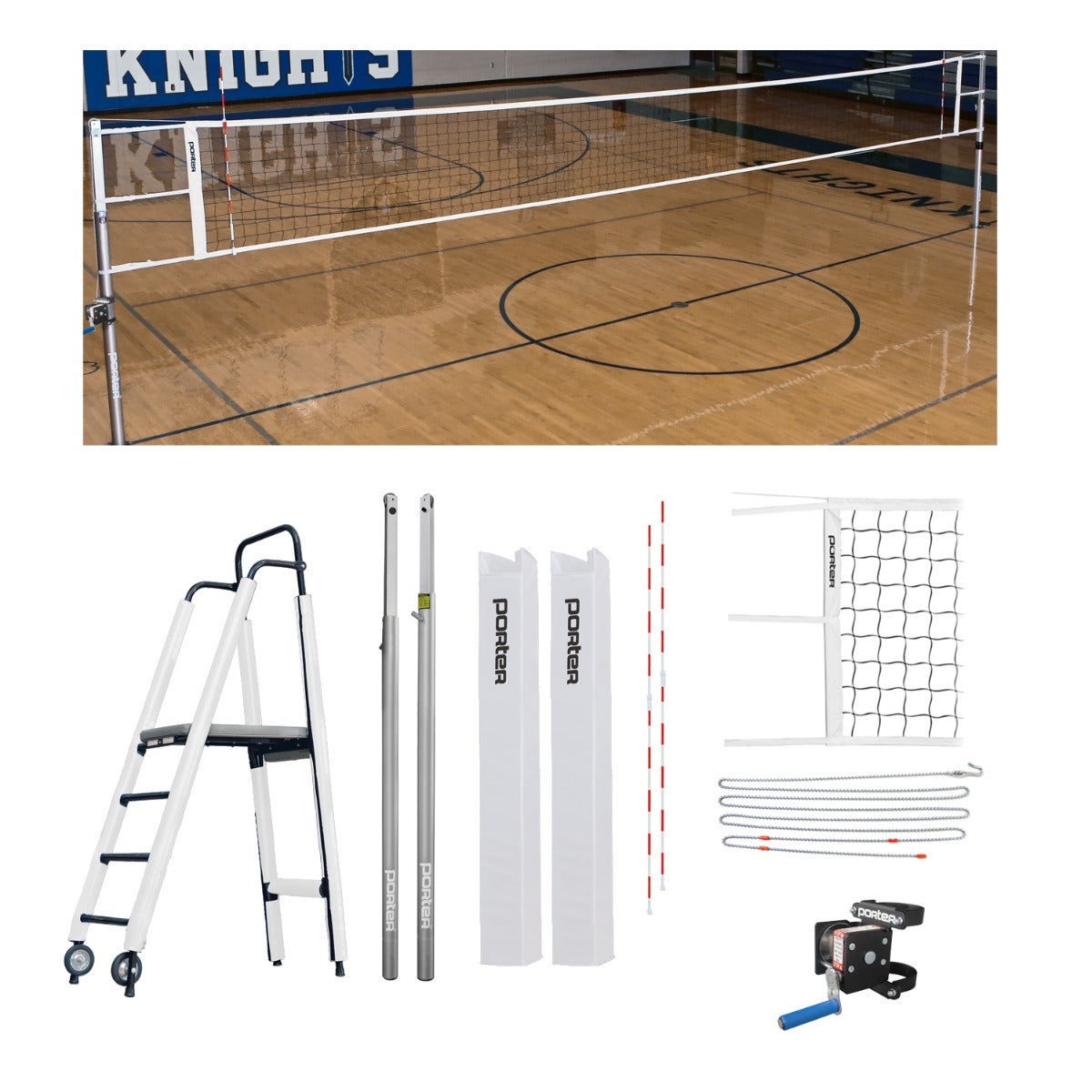 Porter Athletic Powr Line Vb Competition Plus Package 3-1/2" diameter, White, No Graphic