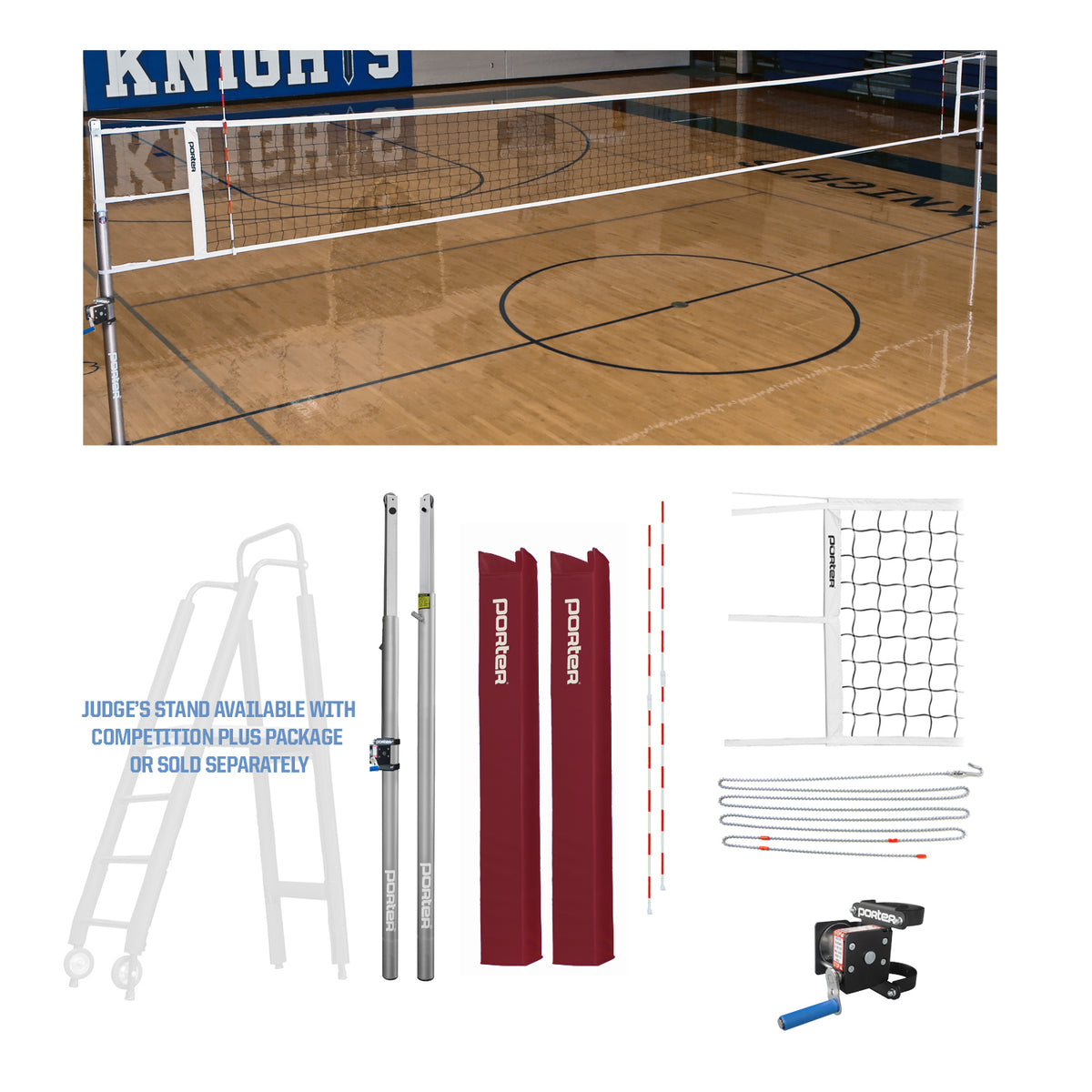 Porter Athletic Powr Line Vb Competition Package 3" diameter, Maroon, No Graphics