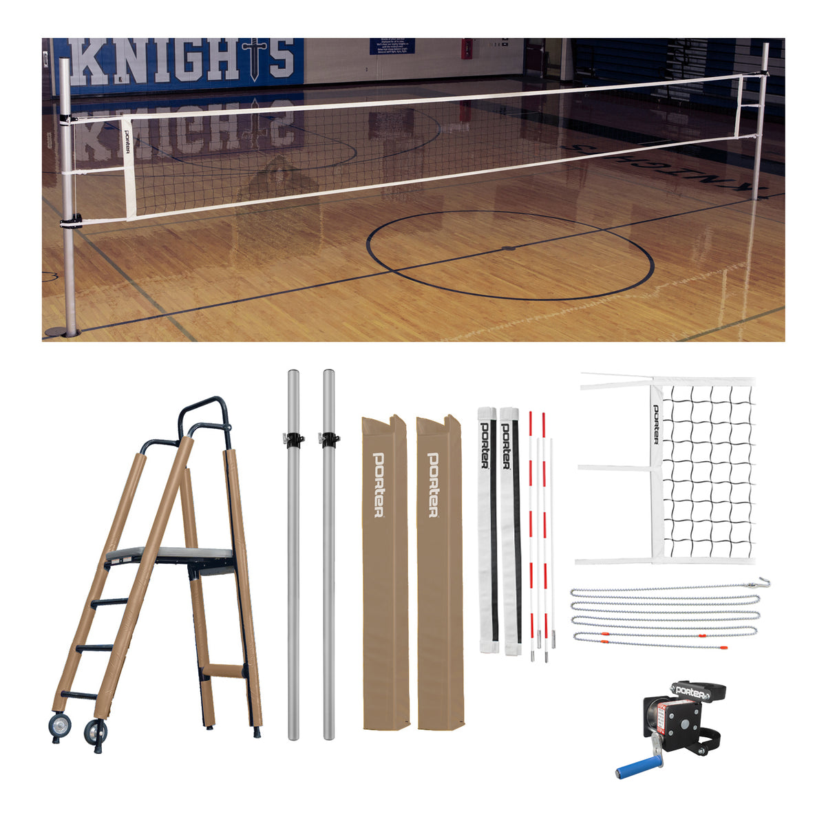 Porter Athletic Powr Rib Ii Vb Competition Plus Package 3-1/2" diameter, Tan, Graphics