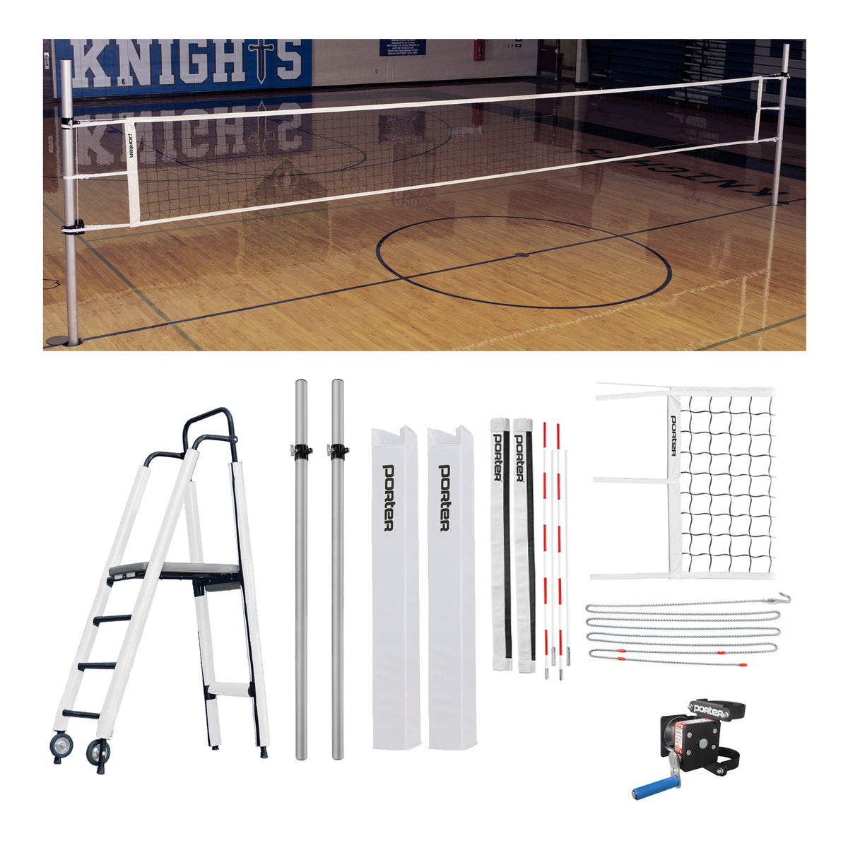Porter Athletic Powr Rib Ii Vb Competition Plus Package 3-1/2" diameter, White, Graphics
