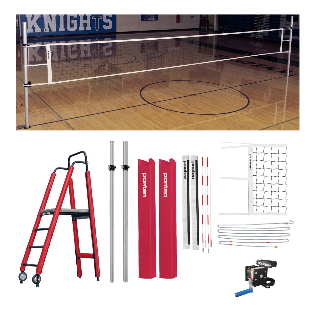Porter Athletic Powr Rib Ii Vb Competition Plus Package 3-1/2" diameter, Red, No Graphics
