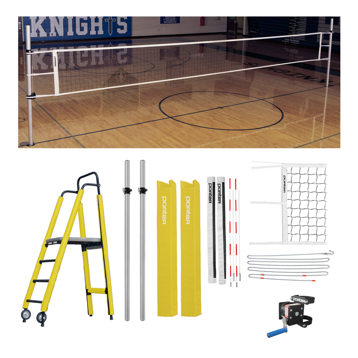 Porter Athletic Powr Rib Ii Vb Competition Plus Package 3-1/2" diameter, Yellow Gold, Graphics