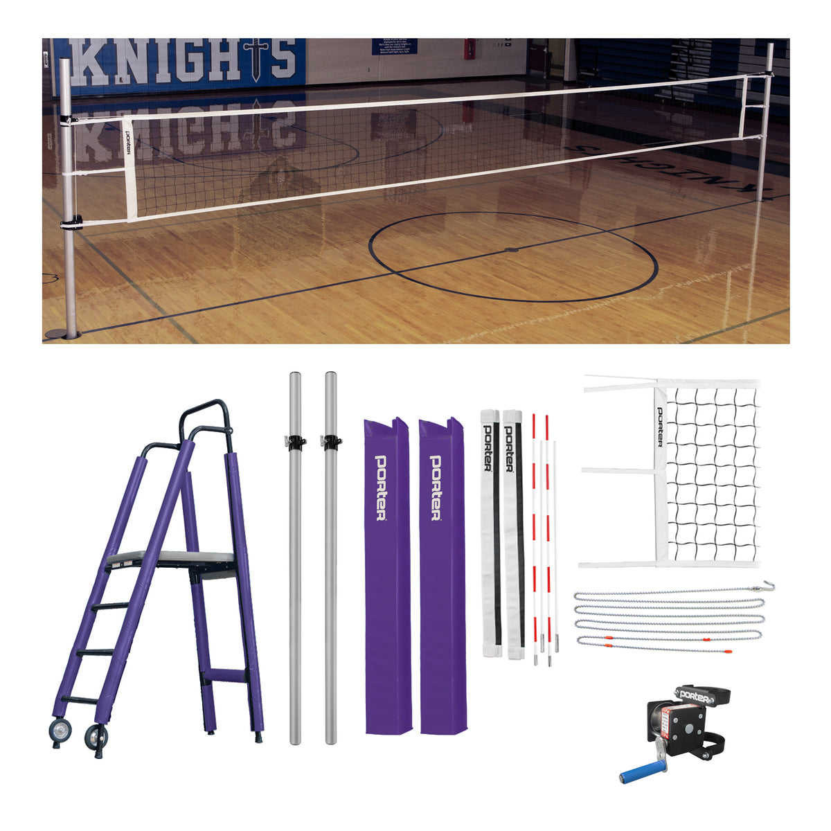 Porter Athletic Powr Rib Ii Vb Competition Plus Package 3-1/2" diameter, Purple, No Graphics